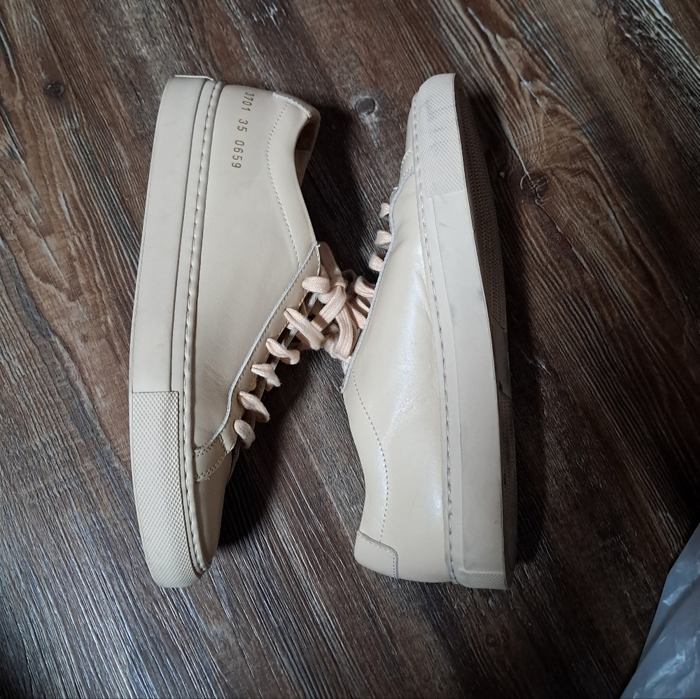 Woman By Common Projects Original Achilles Leather Nude Sneakers Sz 35/5US.